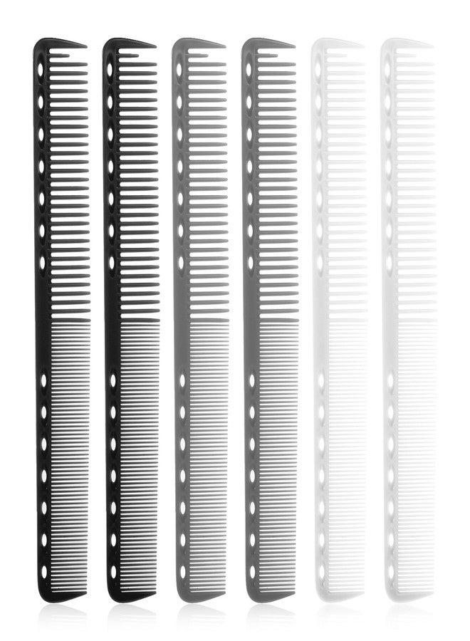 BOHUIZ 6pcs Barber Comb Set, 7 Inch Carbon Fine Cutting Comb, Anti Static Professional Clipper Combs for Men and Women Hairdressing, Salon and Home (Black+White+Gray) - Image 1